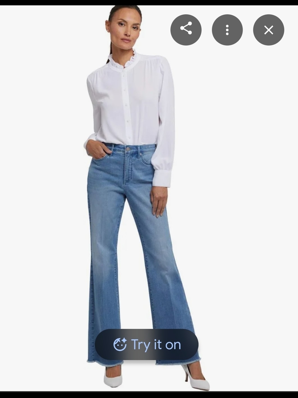 NWT  Ava Flare Fray Hems-Vendome Wash/ Light Blue Flared Jeans